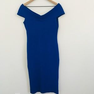 Dress the Population Blue Off Shoulder Dress